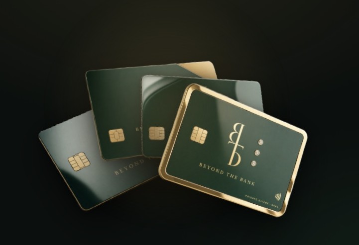 The Beyond The Bank card family — Seal, Vault, Iron, and Key, together.